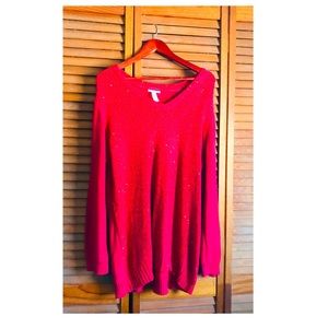 Charter Club Woman Red Sequin Long-sleeved Sweater